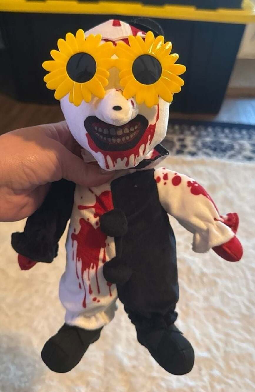 Terrifier Bloody Art the Clown Plush with‎ Sunflower Sunglasses 11"